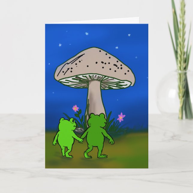 Whimsical Groda Söt Skogs Konst Vänskapskort Tack Kort (Framsida)