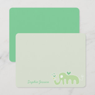Whimsical Grön Elefant Kärlek Pojke Flicka Bebis S Tack Kort