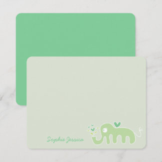 Whimsical Grön Elefant Kärlek Pojke Flicka Bebis S Tack Kort