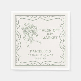 Whimsical Grön Färsk Från Marknaden Bröllopsdusch Pappersservett