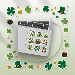 Whimsical grön irländsk folk St. Patrick's Day-upp Klistermärken