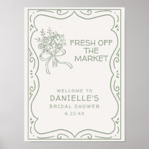 Whimsical Grön Ny på Marknaden Bröllopsfest Poster