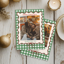 Whimsical grön randig familjefoto jul