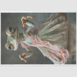 Whimsical Grönt Dancing Frog in Tutu Decoupage