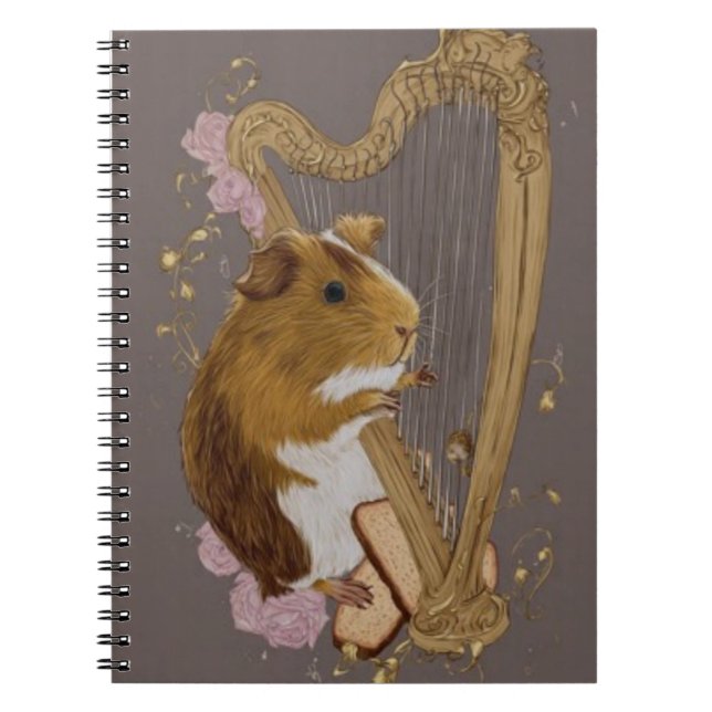 Whimsical Guinea Pig Harp Notebook  Anteckningsbok (Framsidan)