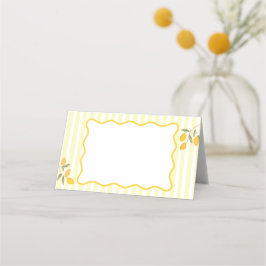 Whimsical gul citron matetikett platskort placeringskort