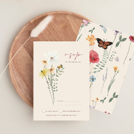 Whimsical Gul Tusenskönas Vildblomma Bröllop OSA Kort