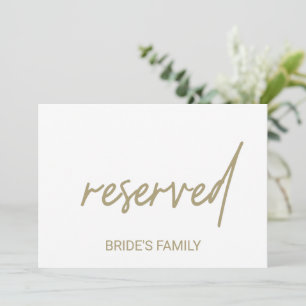 Whimsical Guld Calligraphy Reserved Sign