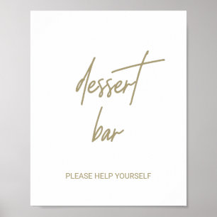 Whimsical Guld Kalligrafi Bröllop Efterrät Bar Poster