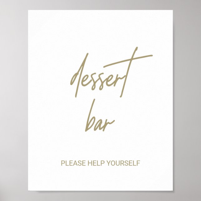 Whimsical Guld Kalligrafi Bröllop Efterrät Bar Poster (Framsidan)