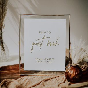 Whimsical Guld Kalligrafi Foto Gästbok Poster