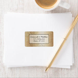 Whimsical Guld Love Bird Swirls Bröllopsetiketter Adressetikett