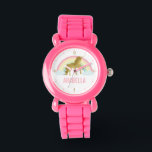 Whimsical Guld Unicorn Girl Armbandsur<br><div class="desc">Sötad personlig,  enmajsdesign.</div>