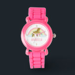 Whimsical Guld Unicorn Girl Armbandsur<br><div class="desc">Sötad personlig,  enmajsdesign.</div>