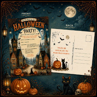 Whimsical Halloween-by-inbjudan | Vykort