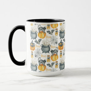 Whimsical Halloween Cauldron och Cats Mönster Mugg