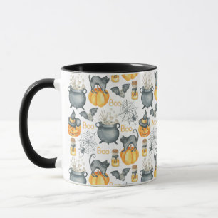 Whimsical Halloween Cauldron och Cats Mönster Mugg