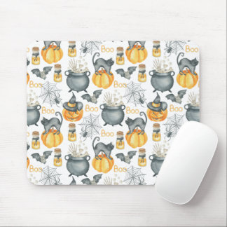 Whimsical Halloween Cauldron och Cats Mönster Musmatta