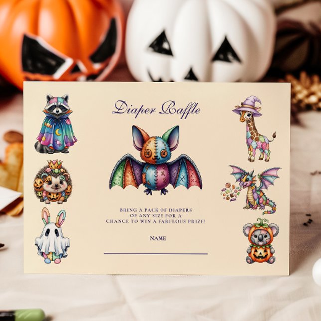 Whimsical Halloween Diaper Raffe för Djur Tilläggskort (Skapare uppladdad)
