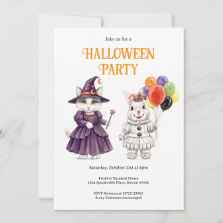 Whimsical Halloween-djurfest-inbjudan Inbjudningar