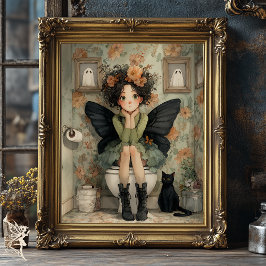 Whimsical Halloween Fairy på Toilet med Decoupage