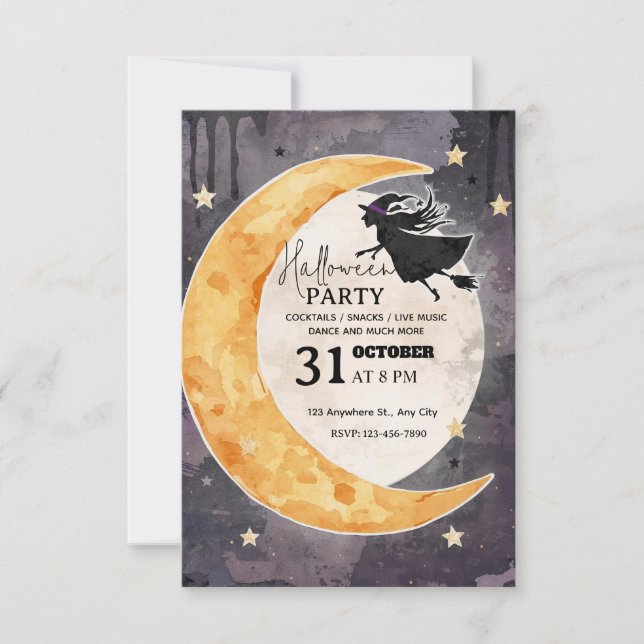 Whimsical Halloween fest-inbjudan - redigerbar Inbjudningar (Framsida)