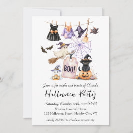 Whimsical Halloween-fest Invitation Söt Katt Inbjudningar