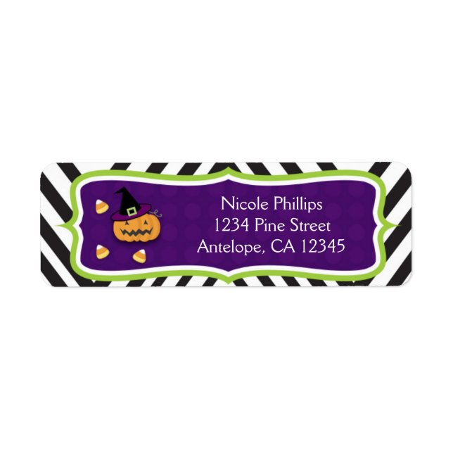Whimsical Halloween-festlighet Favors Anpassad Returadress Etikett (Framsidan)