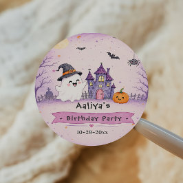 Whimsical Halloween Födelsedagsfest Runt Klistermärke
