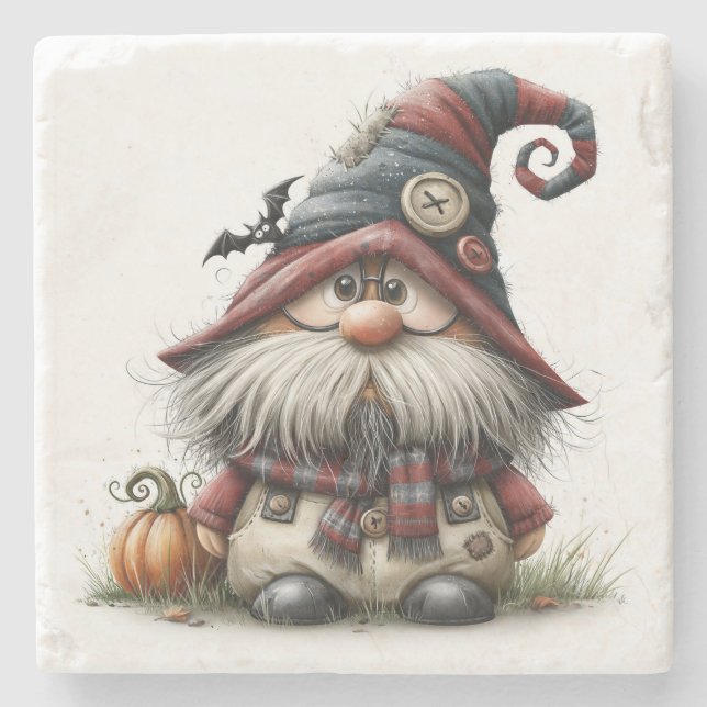 Whimsical Halloween Gnom Coaster Stenunderlägg (Framsidan)