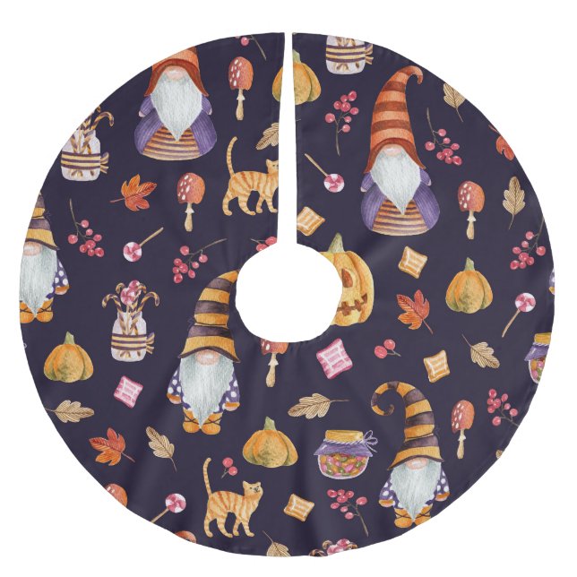 Whimsical Halloween: Gnomes & Pumpkins Julgransmatta Borstad Polyester (Framsidan)