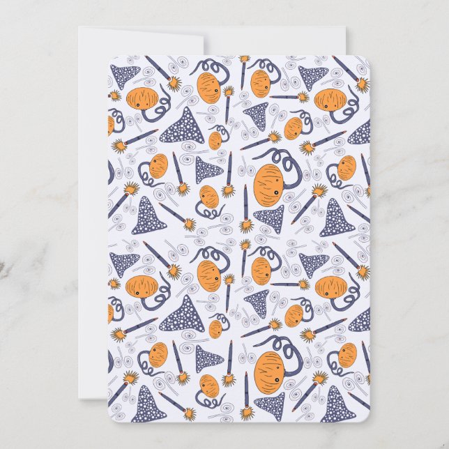 Whimsical Halloween Greeting Card – Magical Doodle Inbjudningar (Framsida)