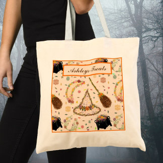 Whimsical Halloween-häxa Botanisk Boho Tygkasse