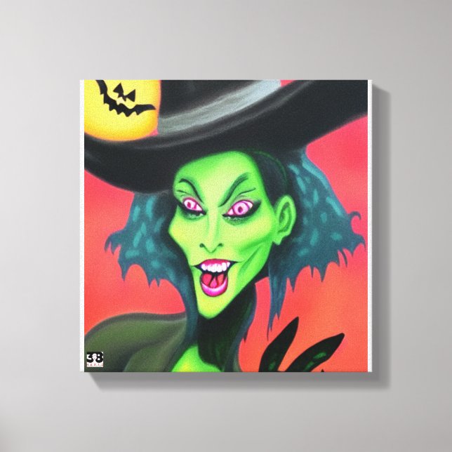 Whimsical Halloween-häxa Canvastryck (Framsida)