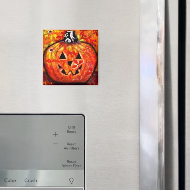 Whimsical Halloween Jack-O-Lantern-Abstrakt Magnet (In Situ (Fridge))