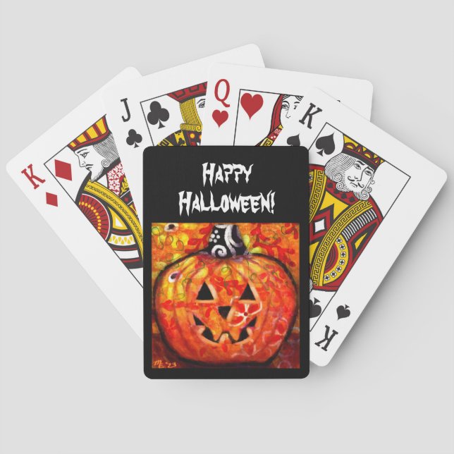 Whimsical Halloween Jack-O-Lantern Abstrakt Orange Casinokort (Baksidan)