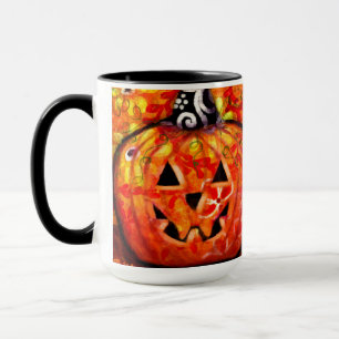 Whimsical Halloween Jack o lantern Blommigt Orange Mugg