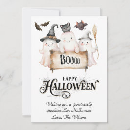 Whimsical Halloween-kort med söt häxa Julkort