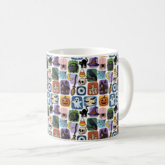 Whimsical Halloween-lappverksmönster Kaffemugg