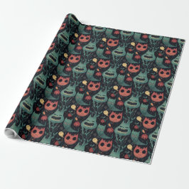 Whimsical Halloween Monsters in Haunted Forest Presentpapper