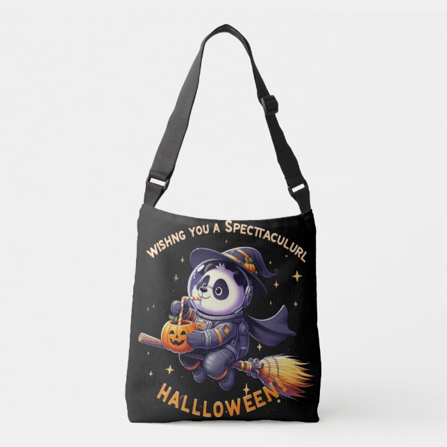 Whimsical Halloween Natt: Panda Astronaut Glides Axelväska (Framsida)