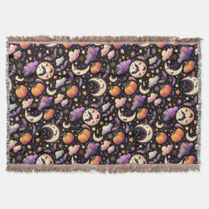 Whimsical Halloween Night Himmel Mönster Filt