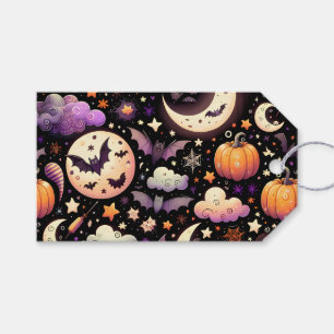 Whimsical Halloween Night Himmel Mönster Presentetikett
