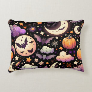 Whimsical Halloween Night Himmel Mönster Prydnadskudde