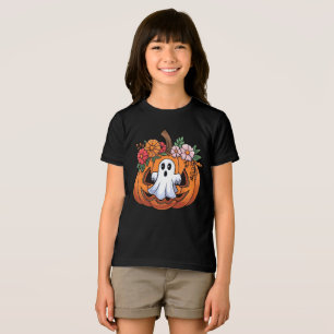 Whimsical Halloween Pumpkin Playful Ghost T-Shirt