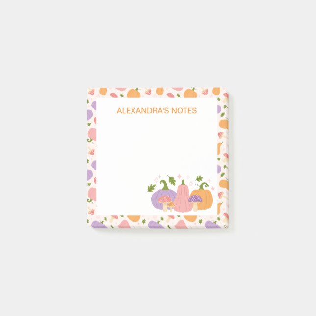 Whimsical Halloween Pumpkins and Mushroom Post-it Block (Framsida)