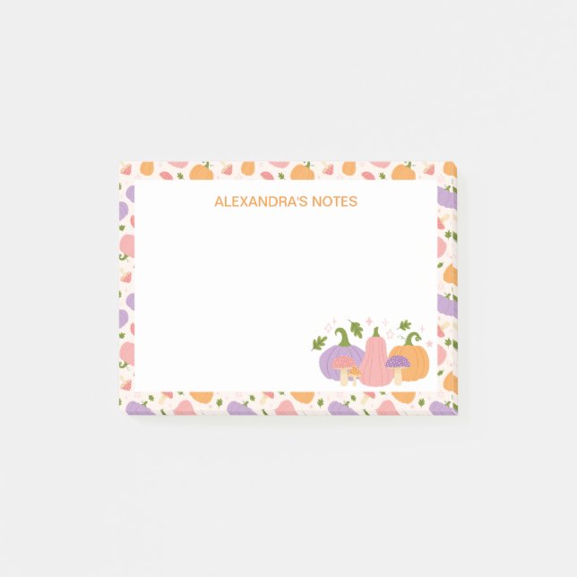 Whimsical Halloween Pumpkins and Mushroom Post-it Block (Framsida)