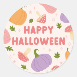 Whimsical Halloween Pumpkins and Mushroom Runt Klistermärke