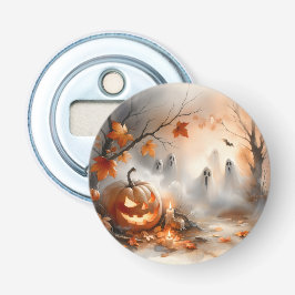 Whimsical Halloween-scen med pumpkin och spöken Flasköppnare