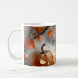 Whimsical Halloween-scen med pumpkin och spöken Kaffemugg